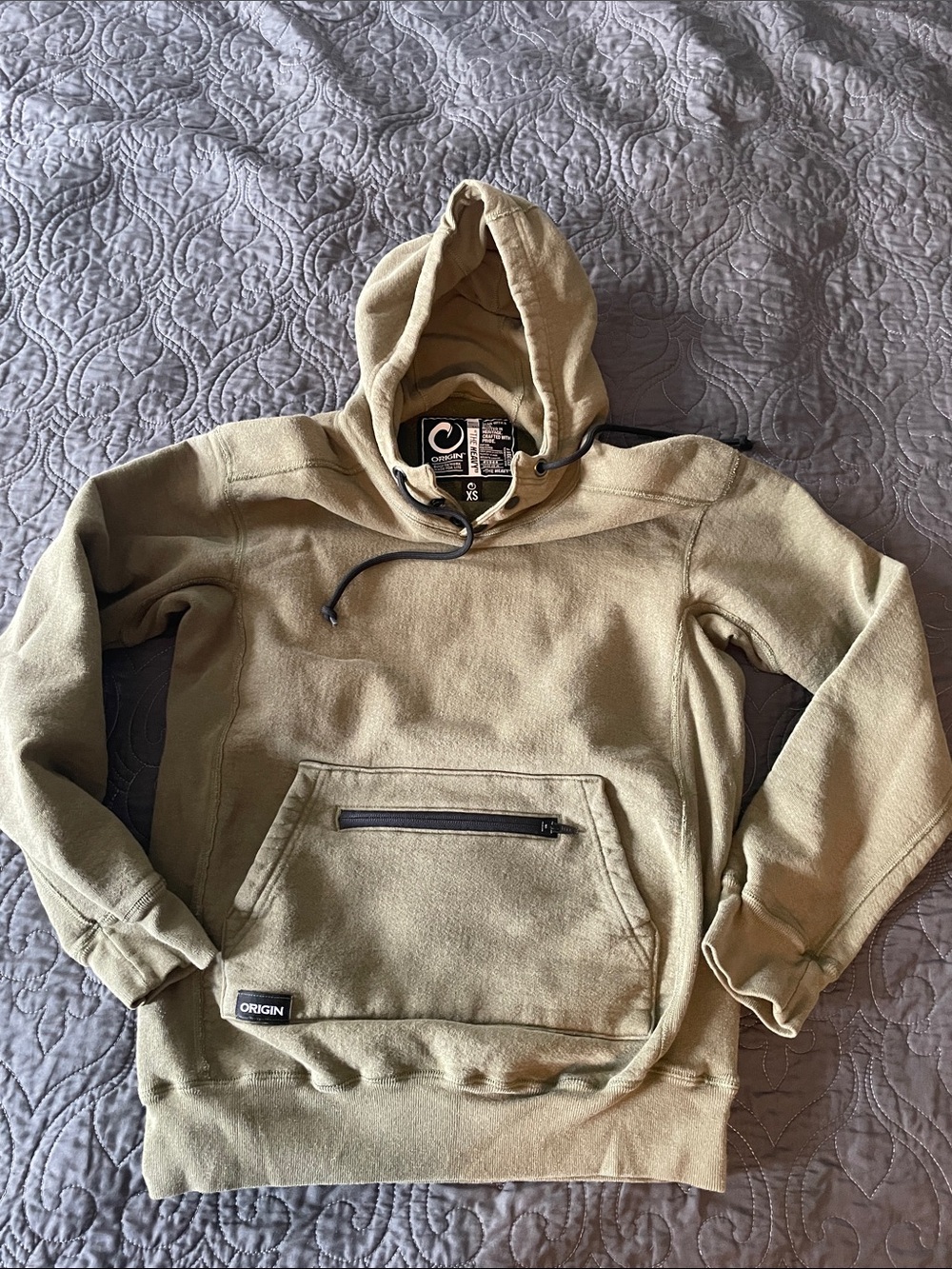 XS Olive Green Hooded Pullover Sweatshirt